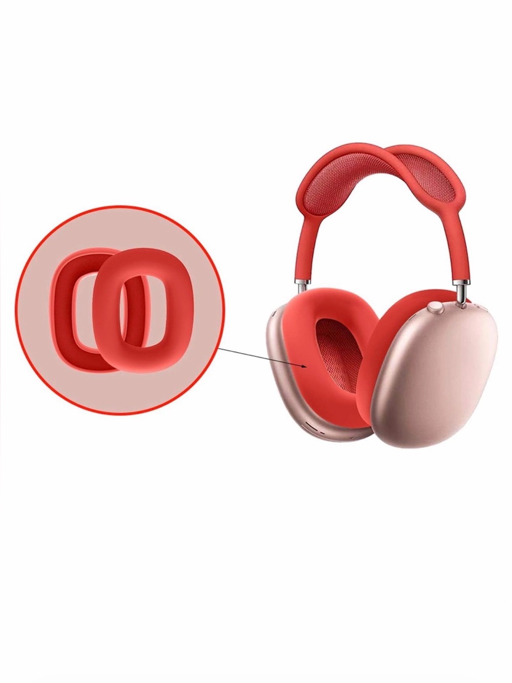 💞 New Pair of Red Silicone Earpad Covers Compatible with AirPods Max